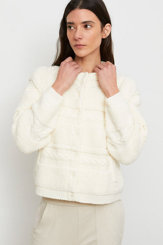 Mifes Textured Sweater Jacket in bone by Aldo Martins