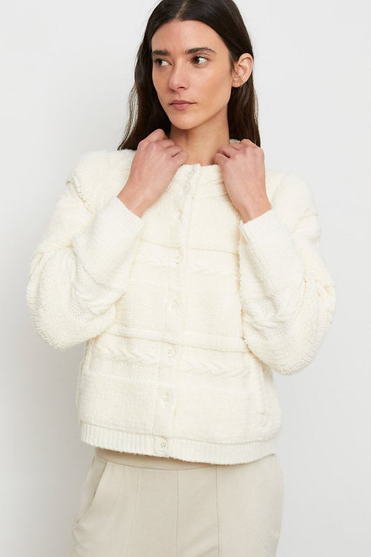 Mifes Textured Sweater Jacket in bone by Aldo Martins