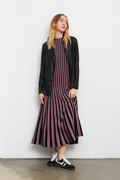 Patterned Knit Dress in black by Aldo Martins