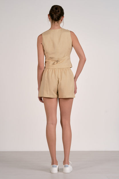 Elastic Waist Shorts in oatmeal by Elan