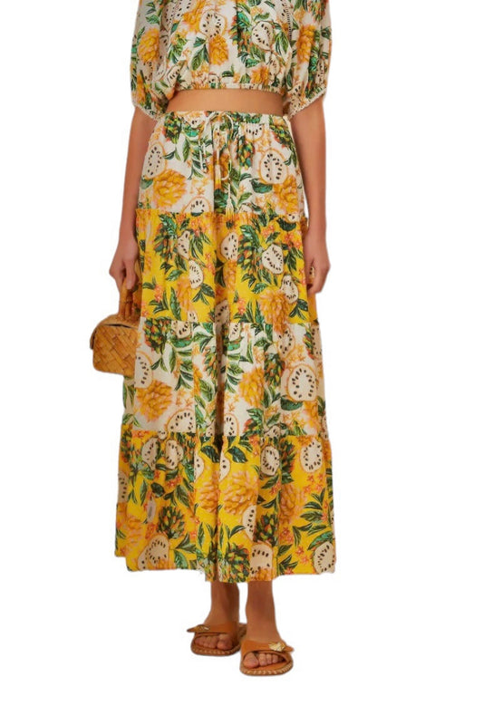 Biriba Mix Maxi Skirt in yellow/ivory by Farm Rio