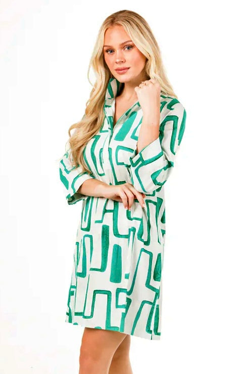 Arden Dress in jade geometric by Holly Shae