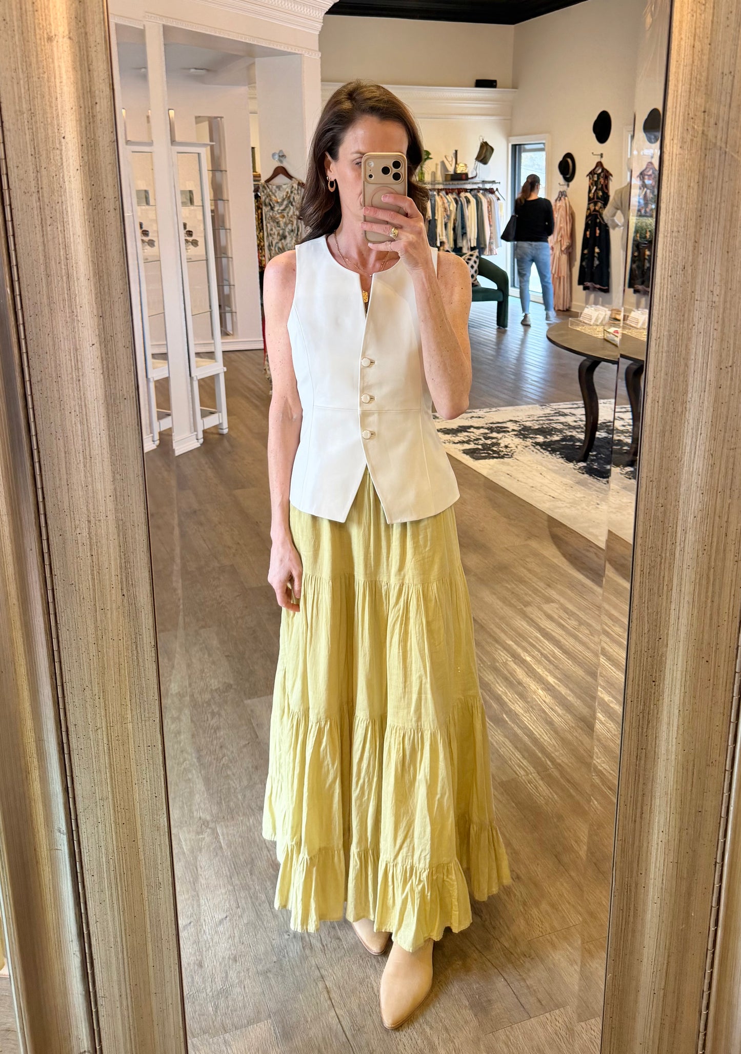 Oliver Leather Vest in ivory by Allison