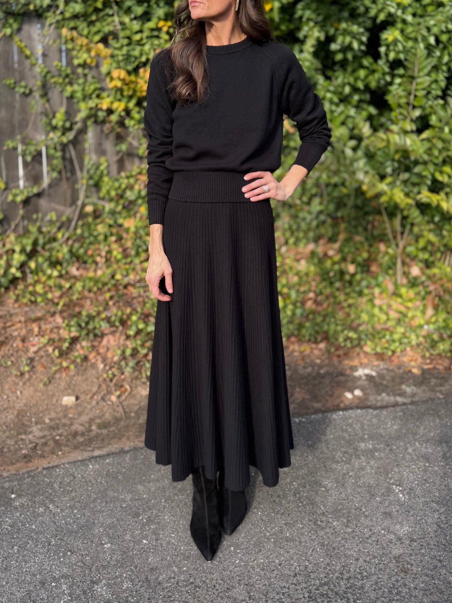 Flared Knit Skirt in black by Lilla P