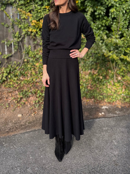 Flared Knit Skirt in black by Lilla P