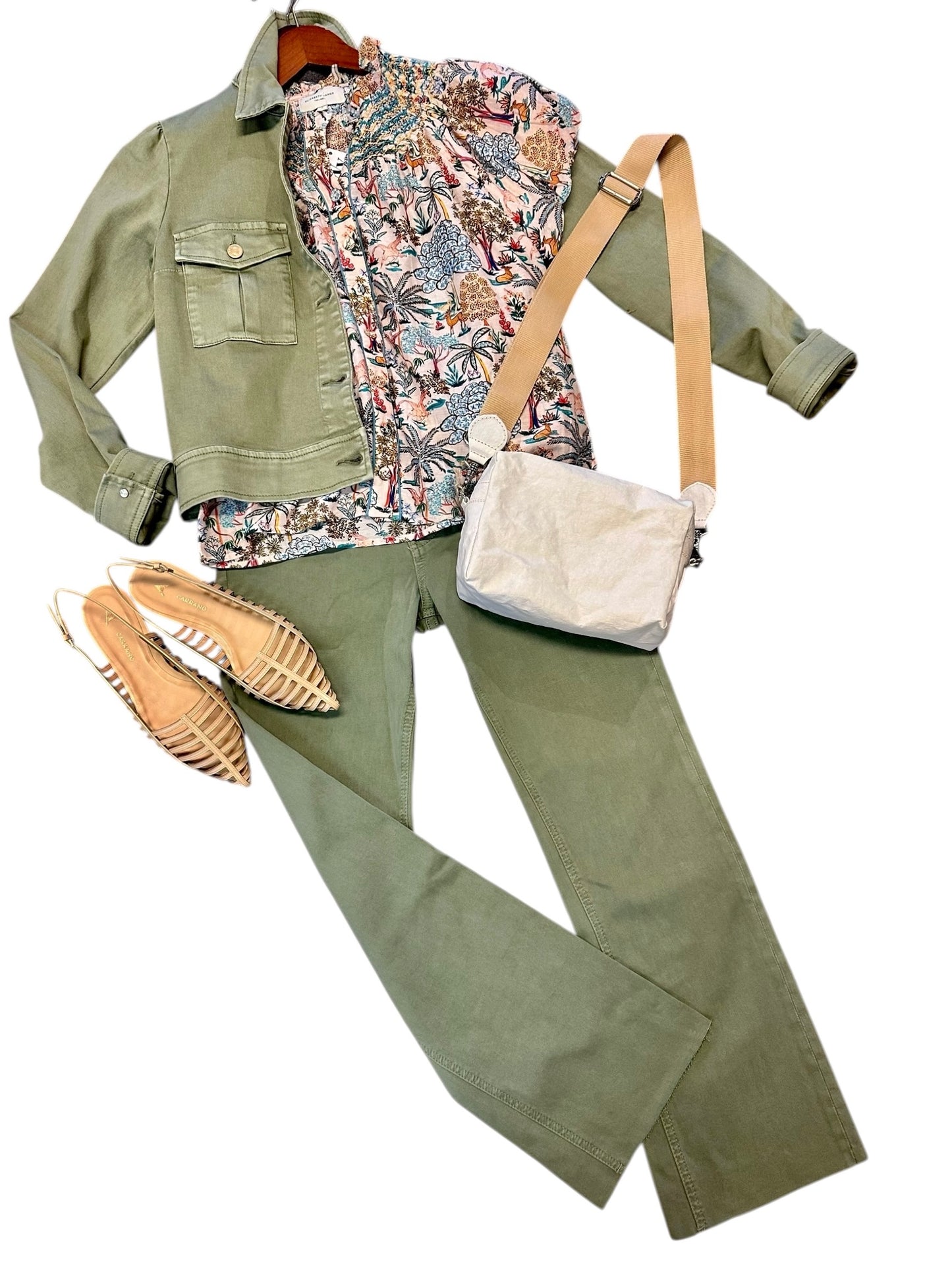 Kelsey High Rise Ankle Flare in sage by KUT