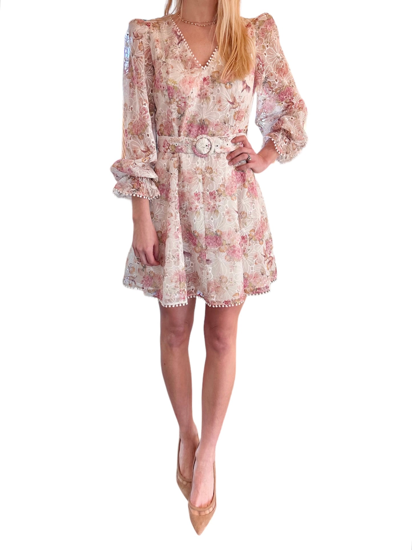 Haisley Mini Dress in white floral by Lucy Paris