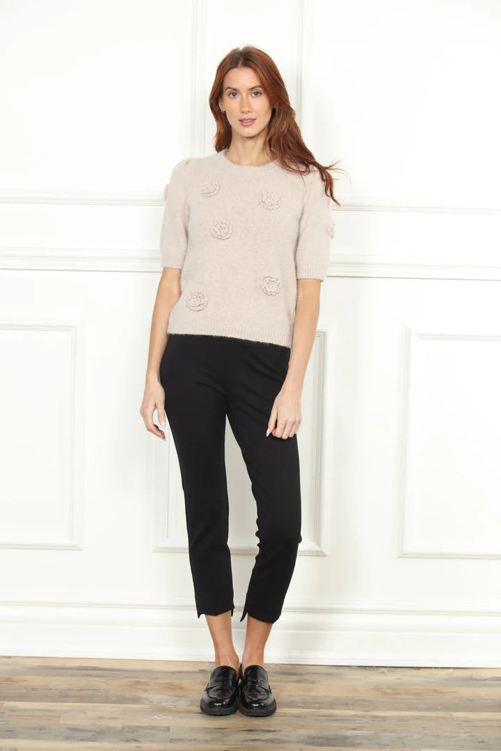 Hand Crochet Floral Sweater in oatmeal by Zero Degrees Celsius
