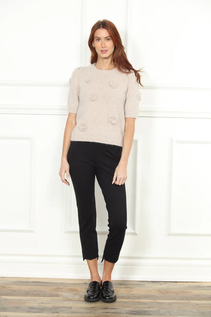 Hand Crochet Floral Sweater in oatmeal by Zero Degrees Celsius