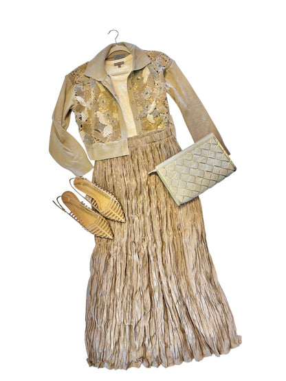 Galicia Lace Front Cardigan in beige by Conditions Apply