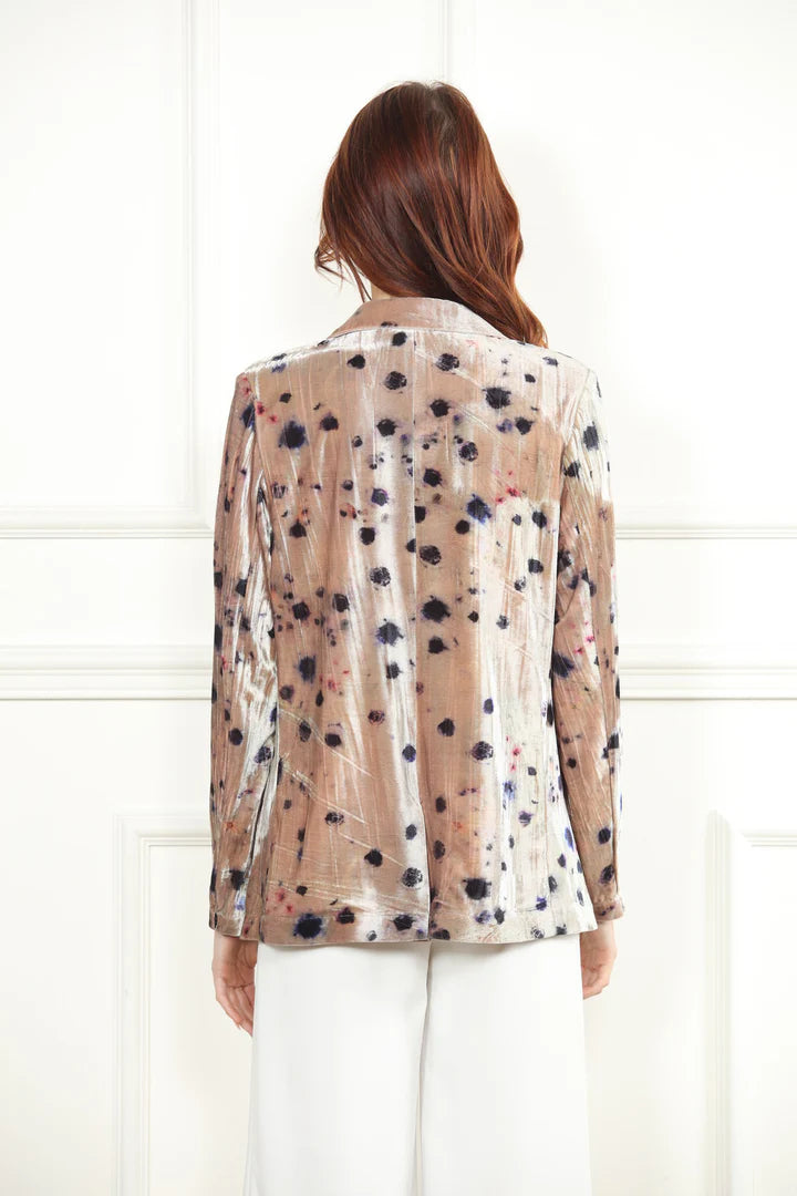 Velour Print Blazer in taupe combo by Zero Degrees Celsius