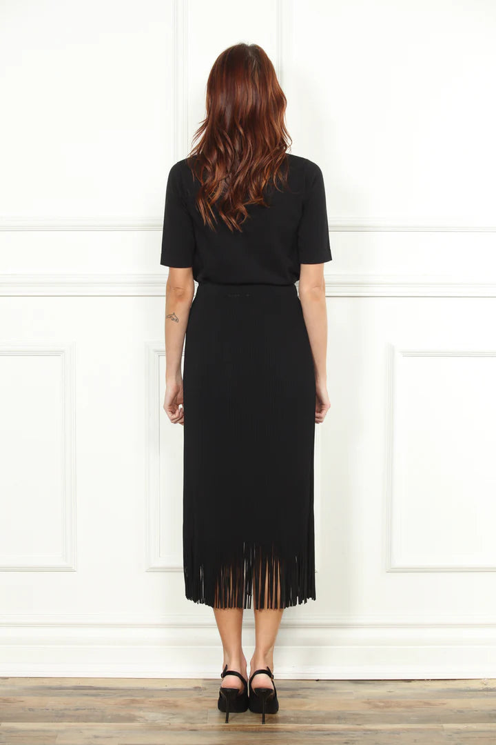 Pleated Fringe Skirt in black by Zero Degrees Celsius