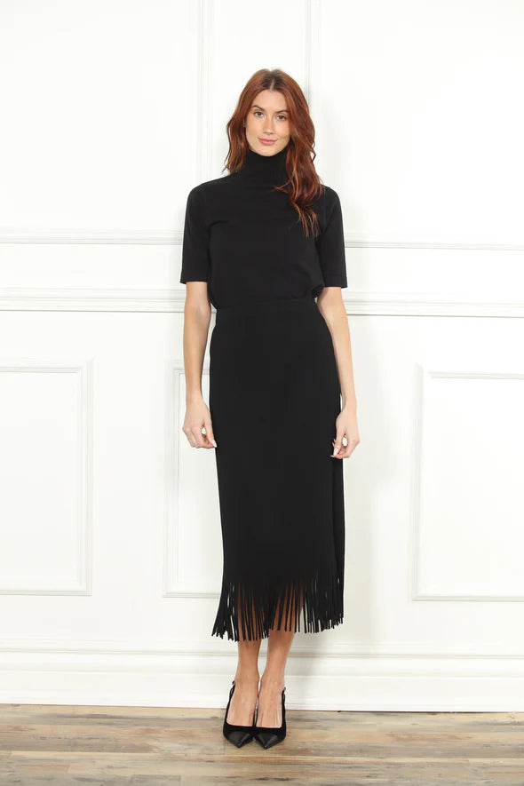 Pleated Fringe Skirt in black by Zero Degrees Celsius
