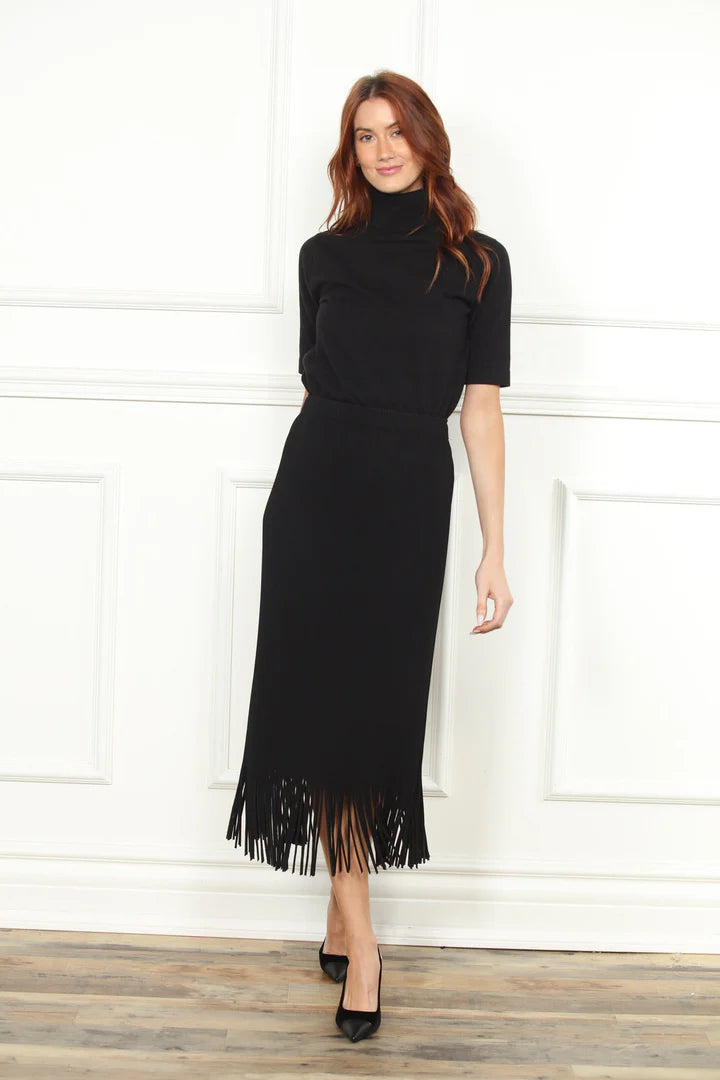 Pleated Fringe Skirt in black by Zero Degrees Celsius