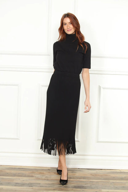 Pleated Fringe Skirt in black by Zero Degrees Celsius