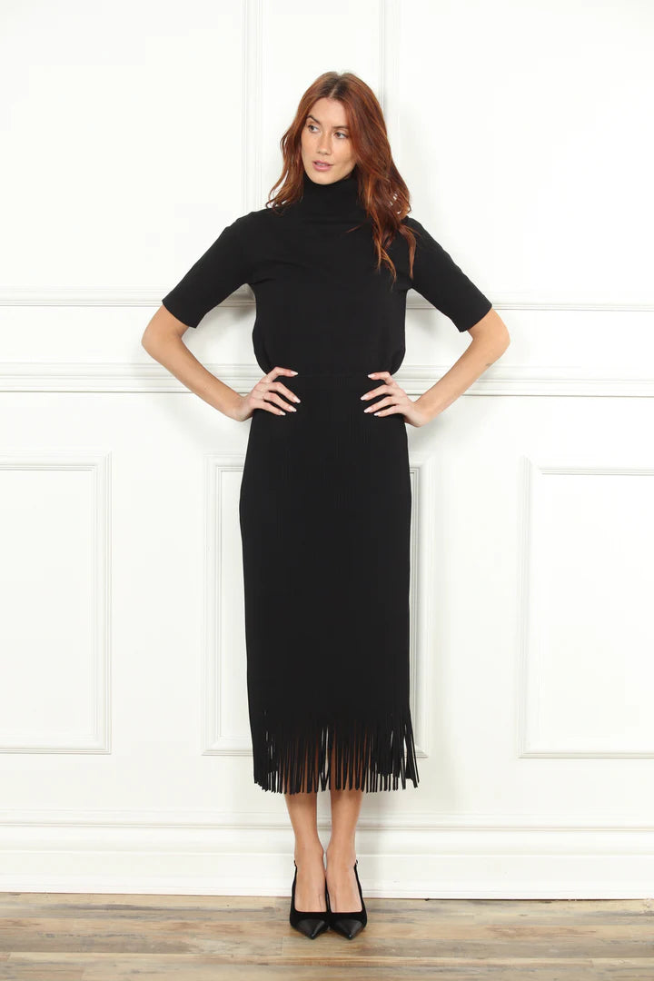 Pleated Fringe Skirt in black by Zero Degrees Celsius