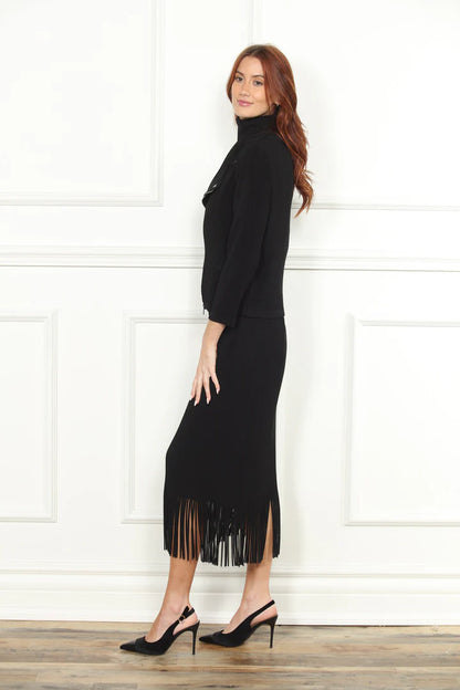 Pleated Fringe Skirt in black by Zero Degrees Celsius