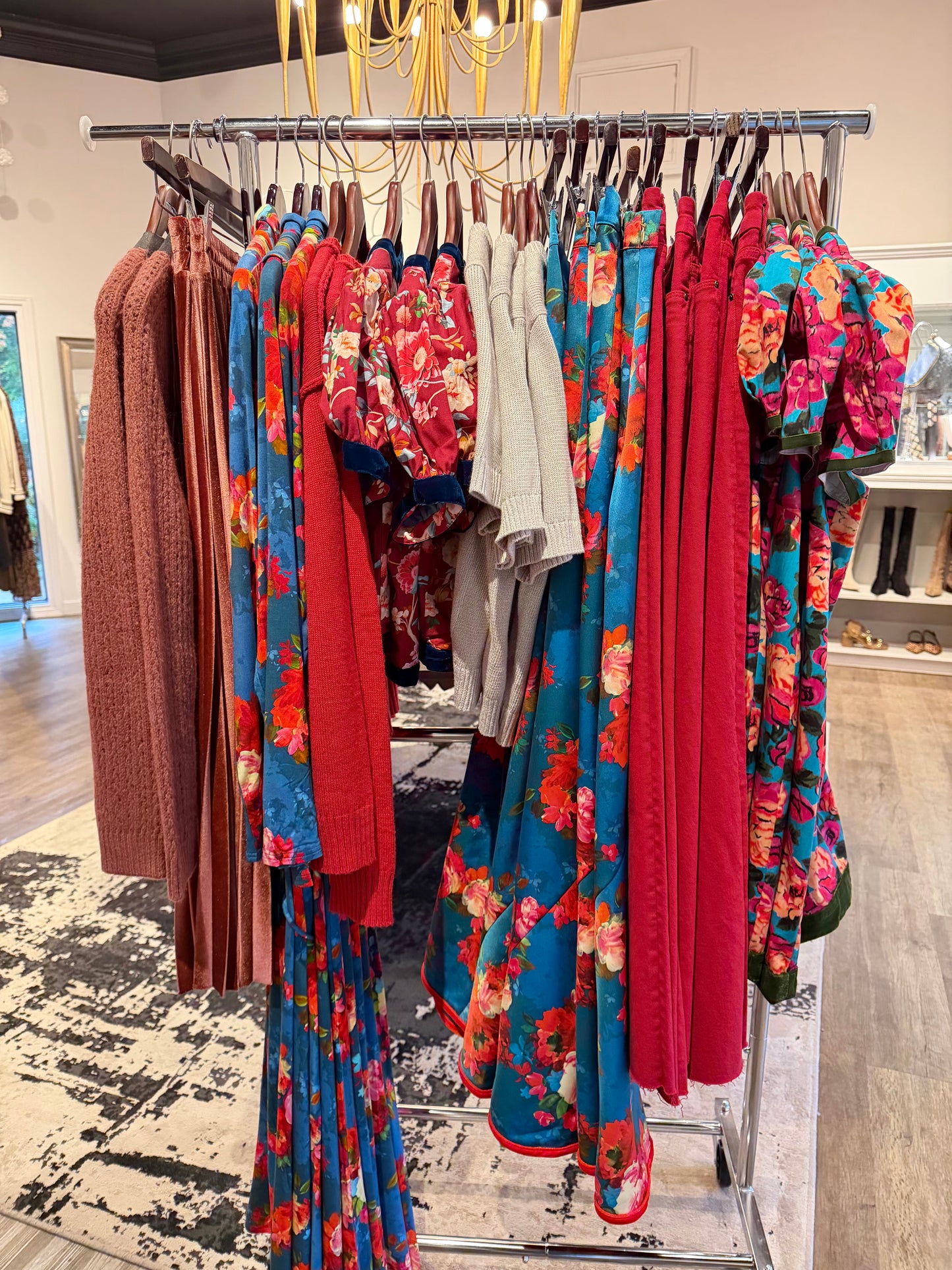 Stevie Dress in holiday chintz teal by Elizabeth James