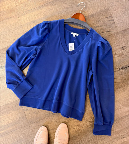 Sammi V-Neck Sweatshirt in blue depths by Another Love