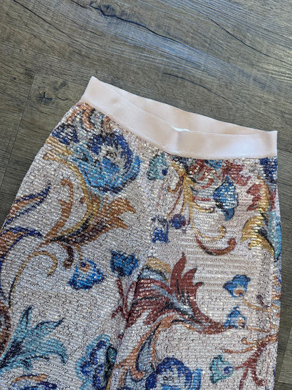 Sequin Wide Leg Pants in beige by Aldo Martins