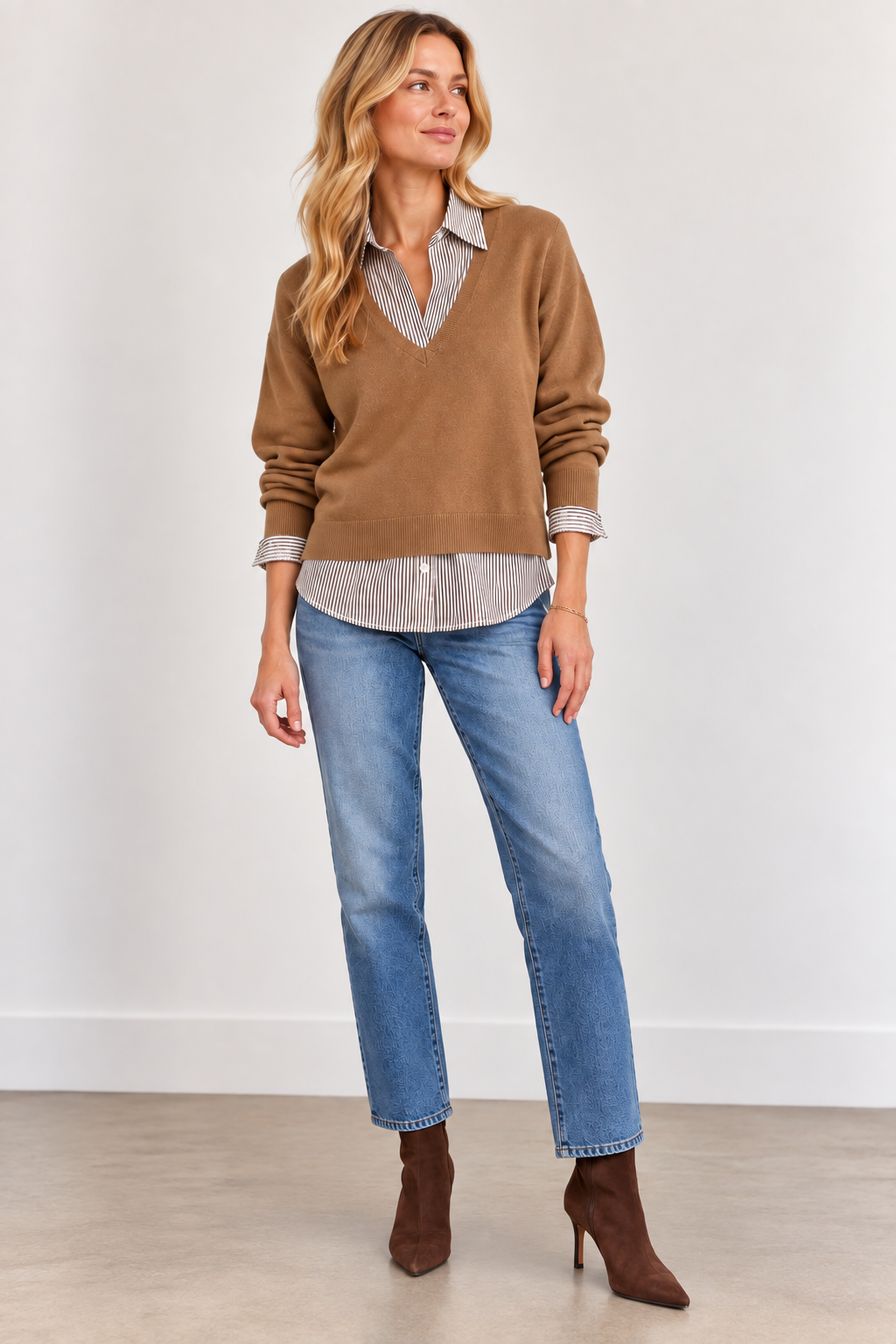Long Sleeve 2Fer in camel by J.Society