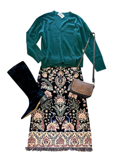 Makenzi Drop Shoulder Pullover Sweater in rainforest by Another Love