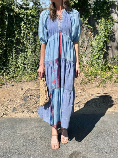 Jalene Handwoven Dress in iris blue by Conditions Apply