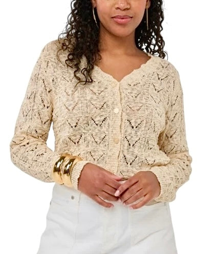 Crochet Cardigan in beige by Esqualo