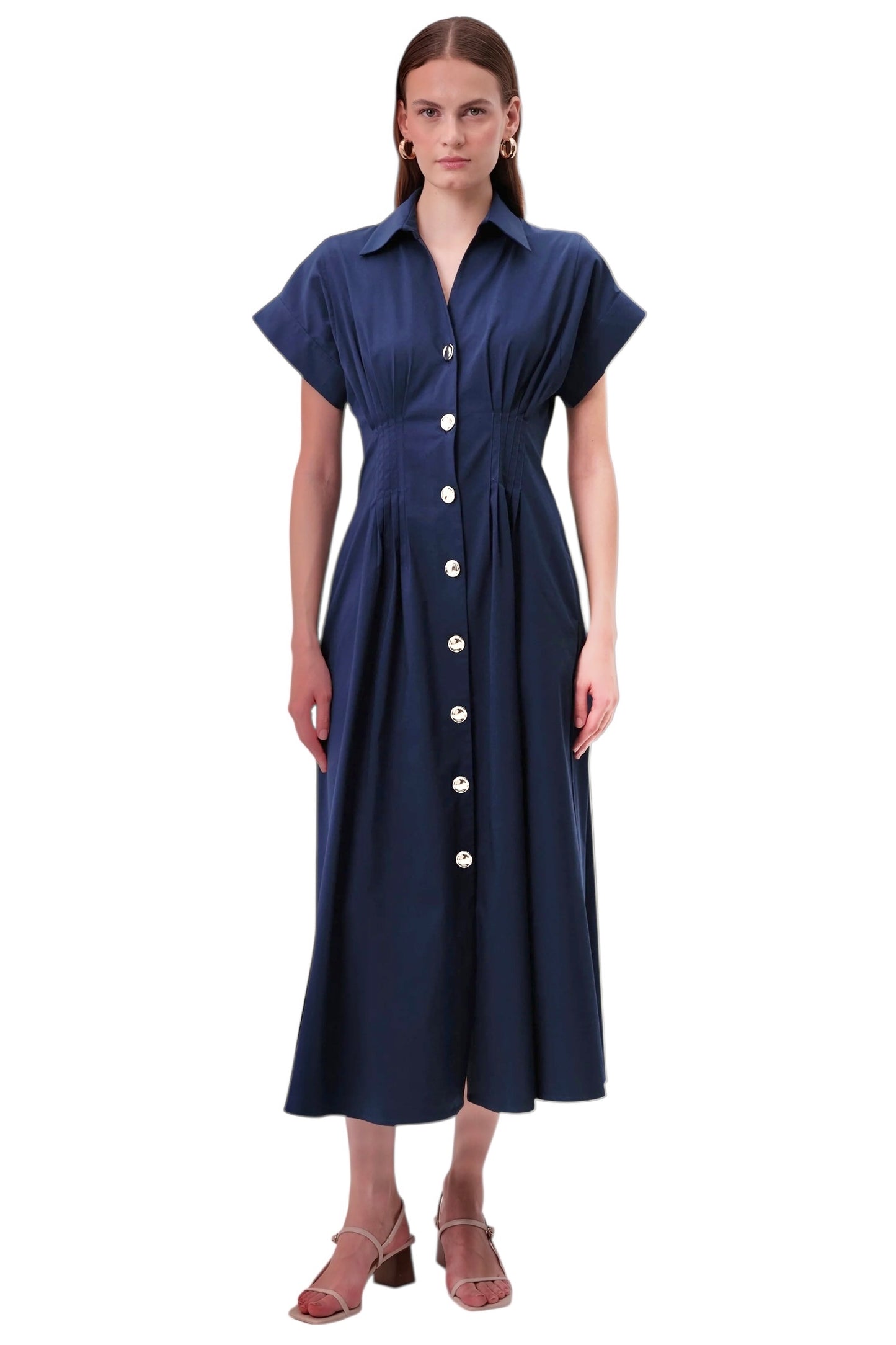 Reilly Solid Maxi Dress in navy by Exquise