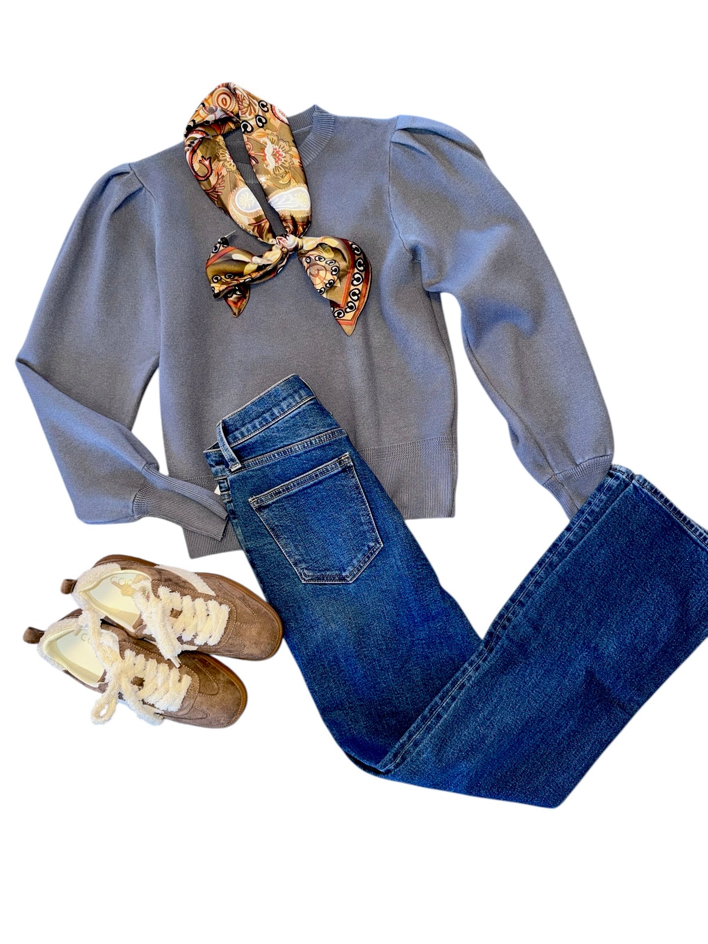 Puff Sleeve Sweater in shadow by Dreamers