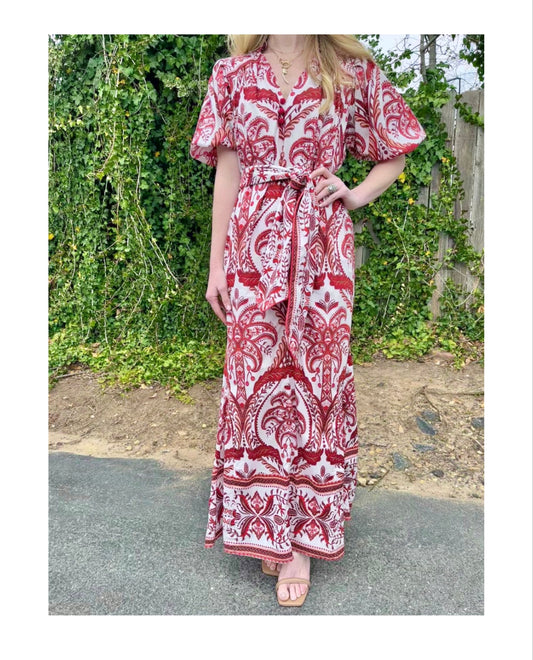 Tropical Cameo Maxi Dress in off white by Farm Rio