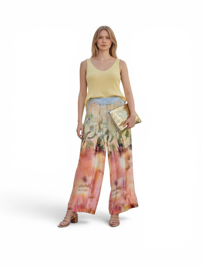 Printed Wide Leg Pants in multi by B-YU