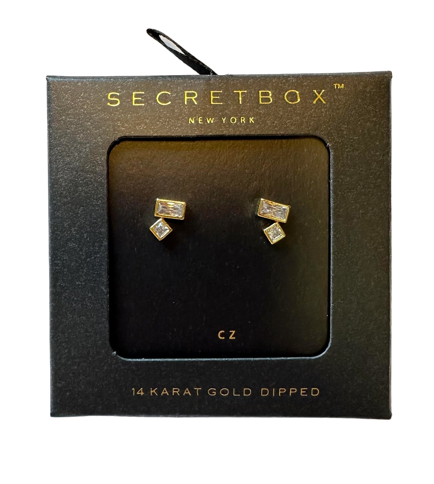 Petite Bezel CZ Stud Earring in gold by Secretbox