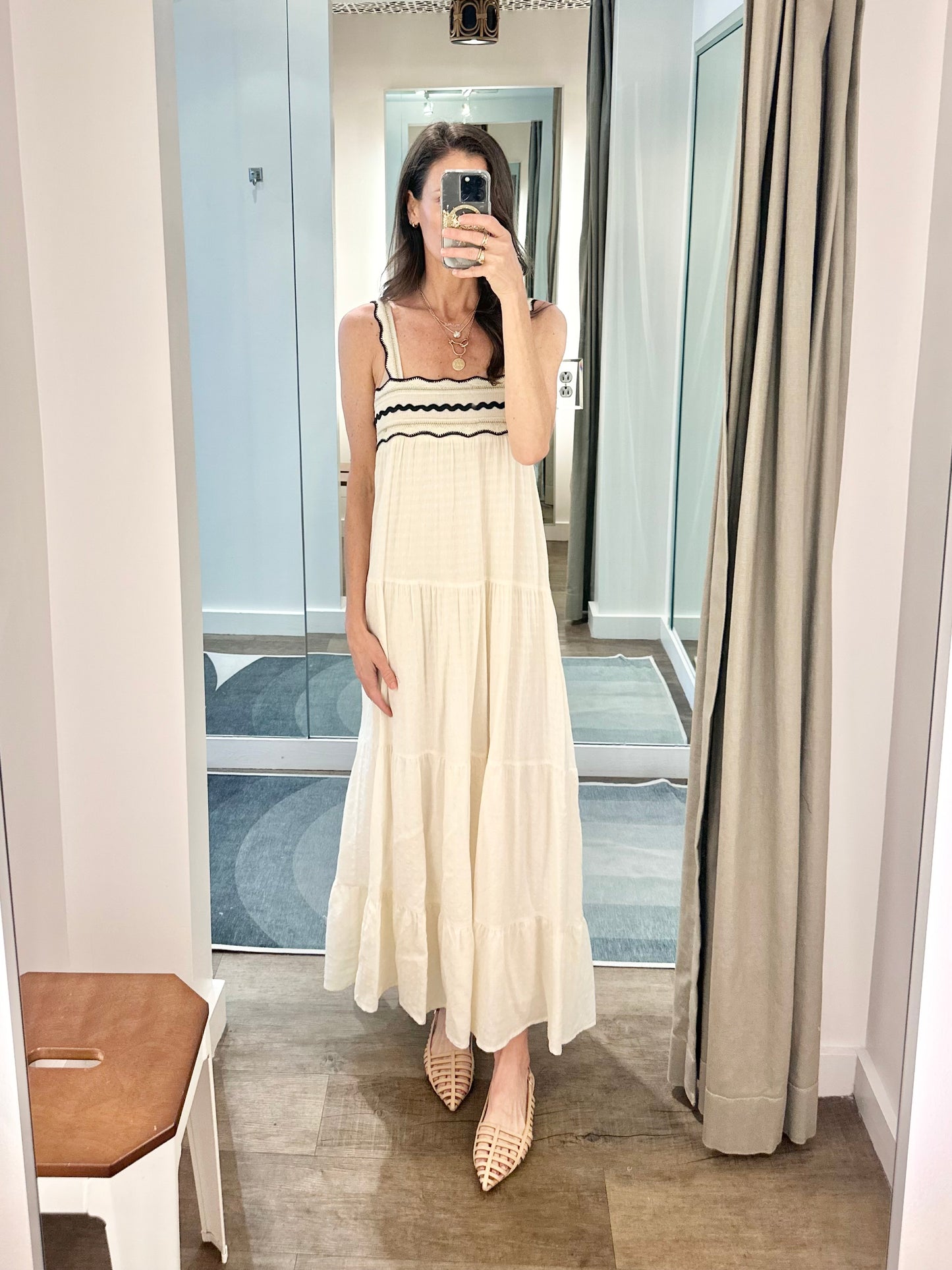 Long Dress with Lace Straps in ivory by NKN