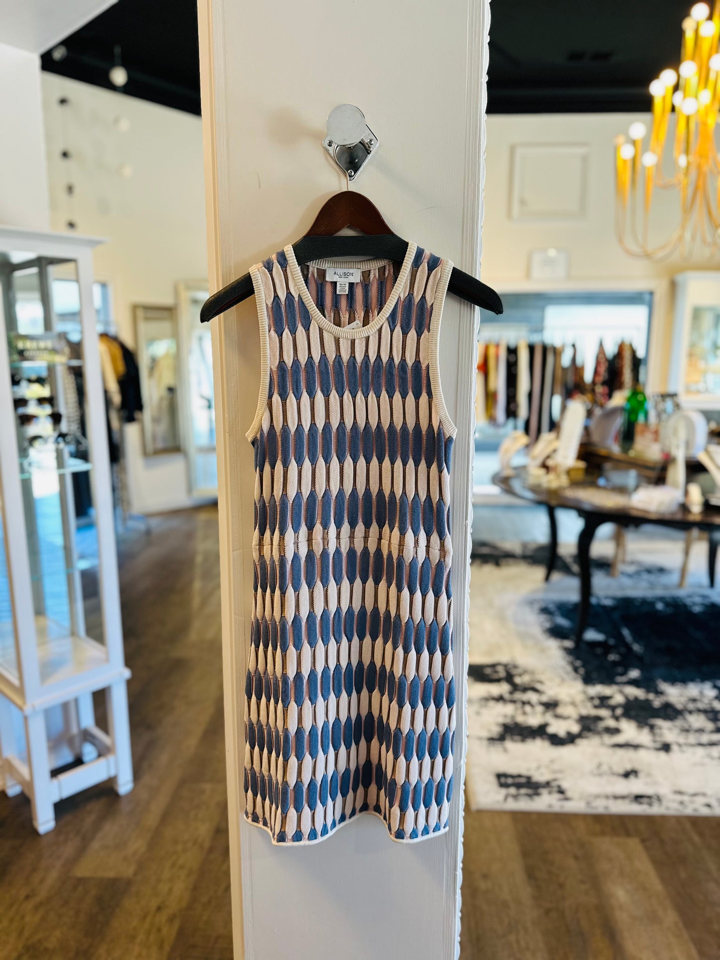 Nikki Dress in ivory/blue by Allison