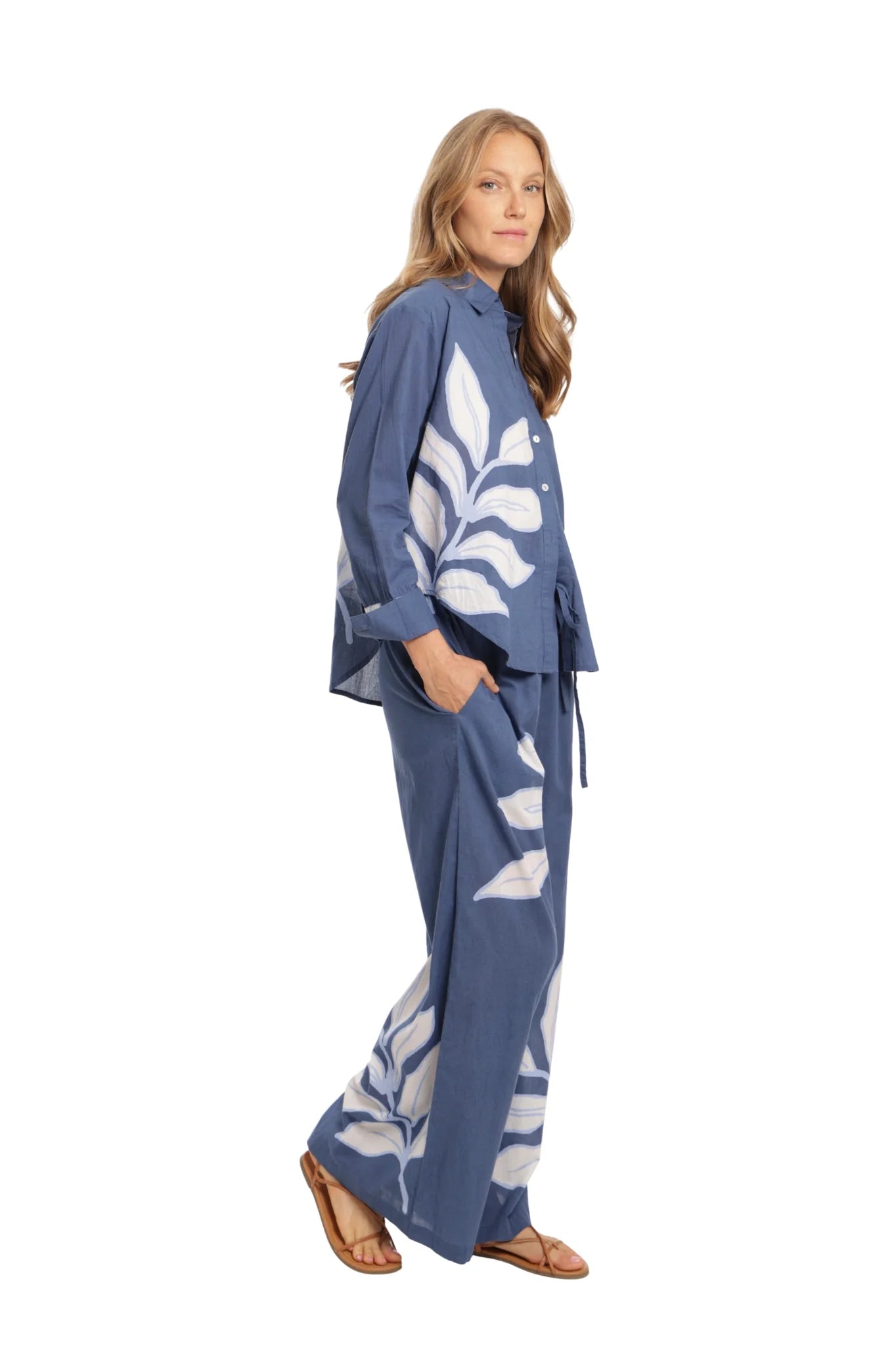 Maggie Printed Top in navy by Bindu