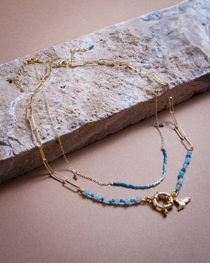 Beaded Charm and Chain Layering Necklace Set/2 (Ocean)