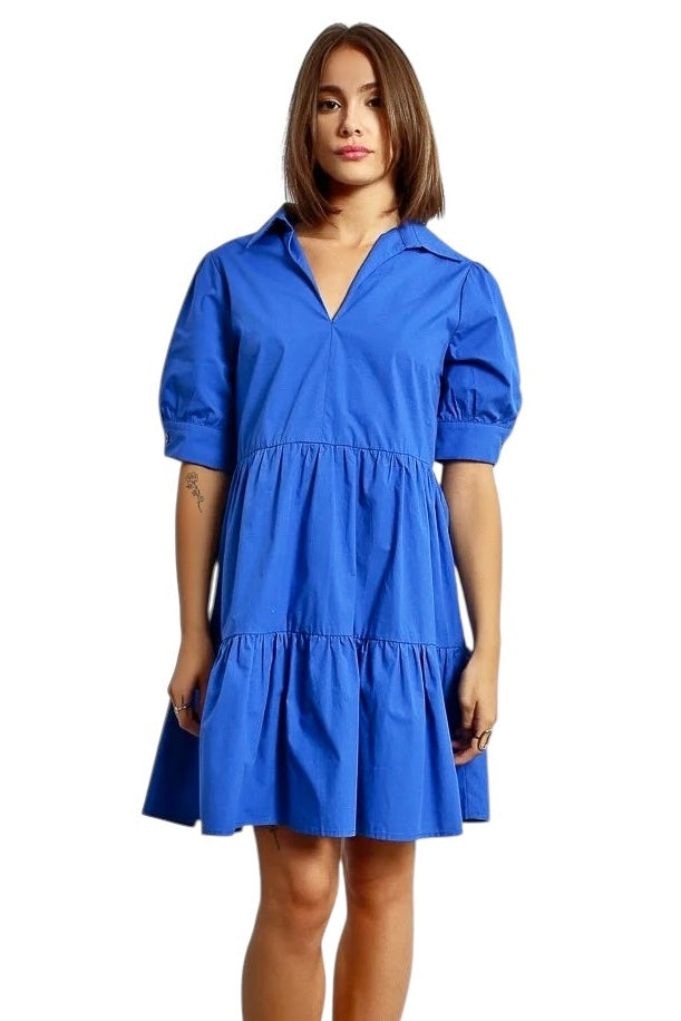Tiered Short Dress in royal blue by Molly Bracken