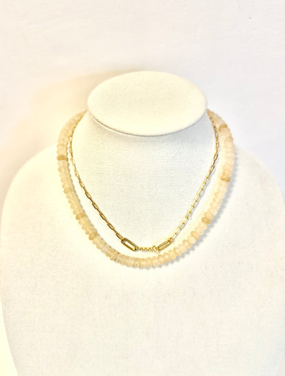 Rondelle 18" Necklace with Small Swivel Clasp in beige by Virtue