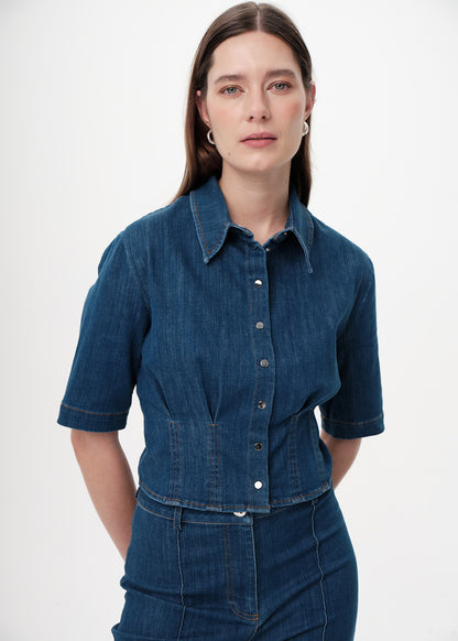 Gaiaelle Shirt in indigo by Exquise