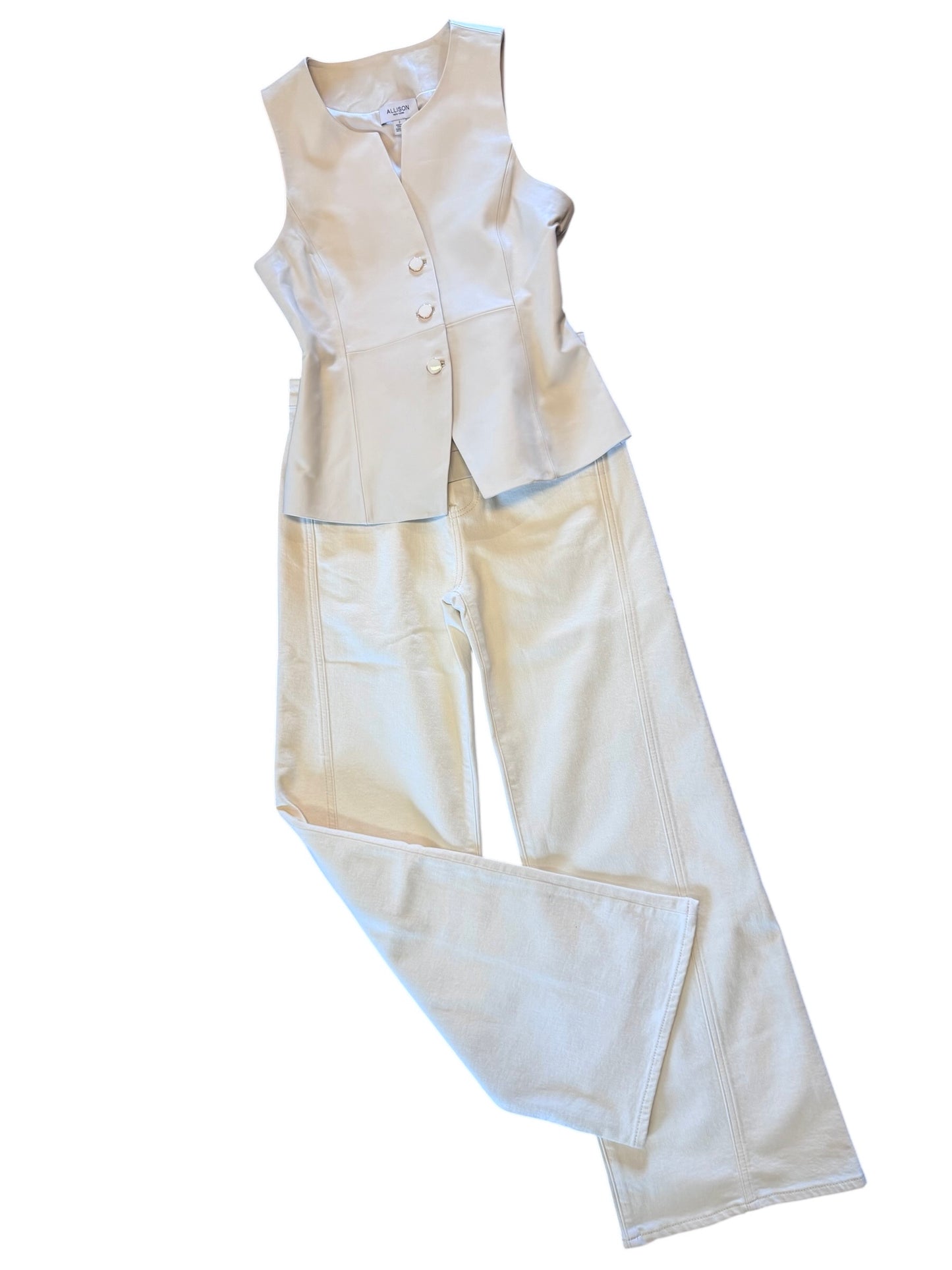 Oliver Leather Vest in ivory by Allison