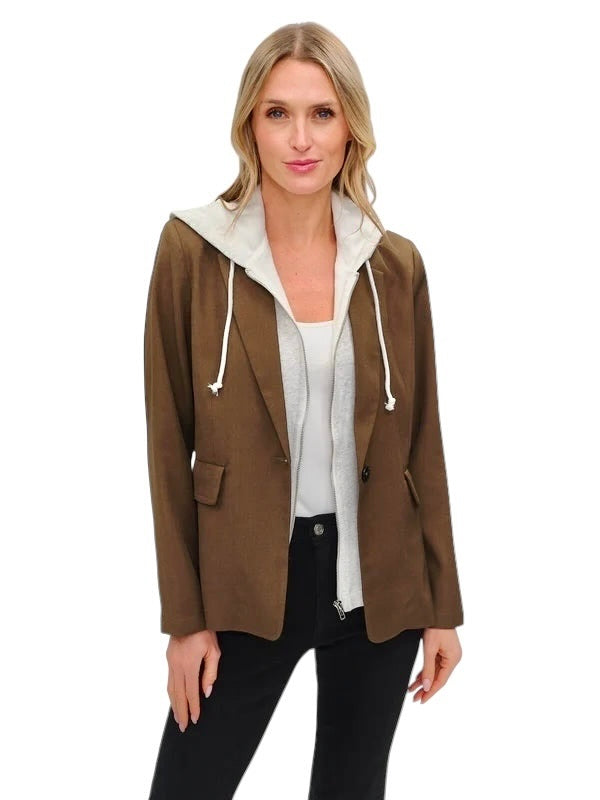 Drew Blazer with Sweatshirt Insert in olive by Six Fifty
