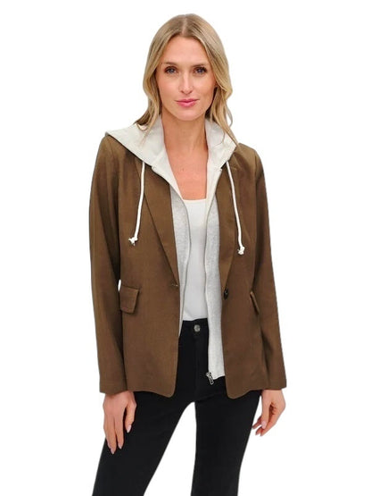 Drew Blazer with Sweatshirt Insert in olive by Six Fifty