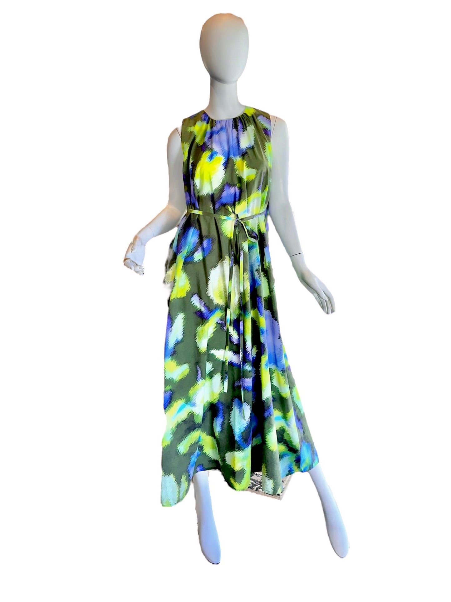 Printed Sleeveless Dress in forest by Psophia