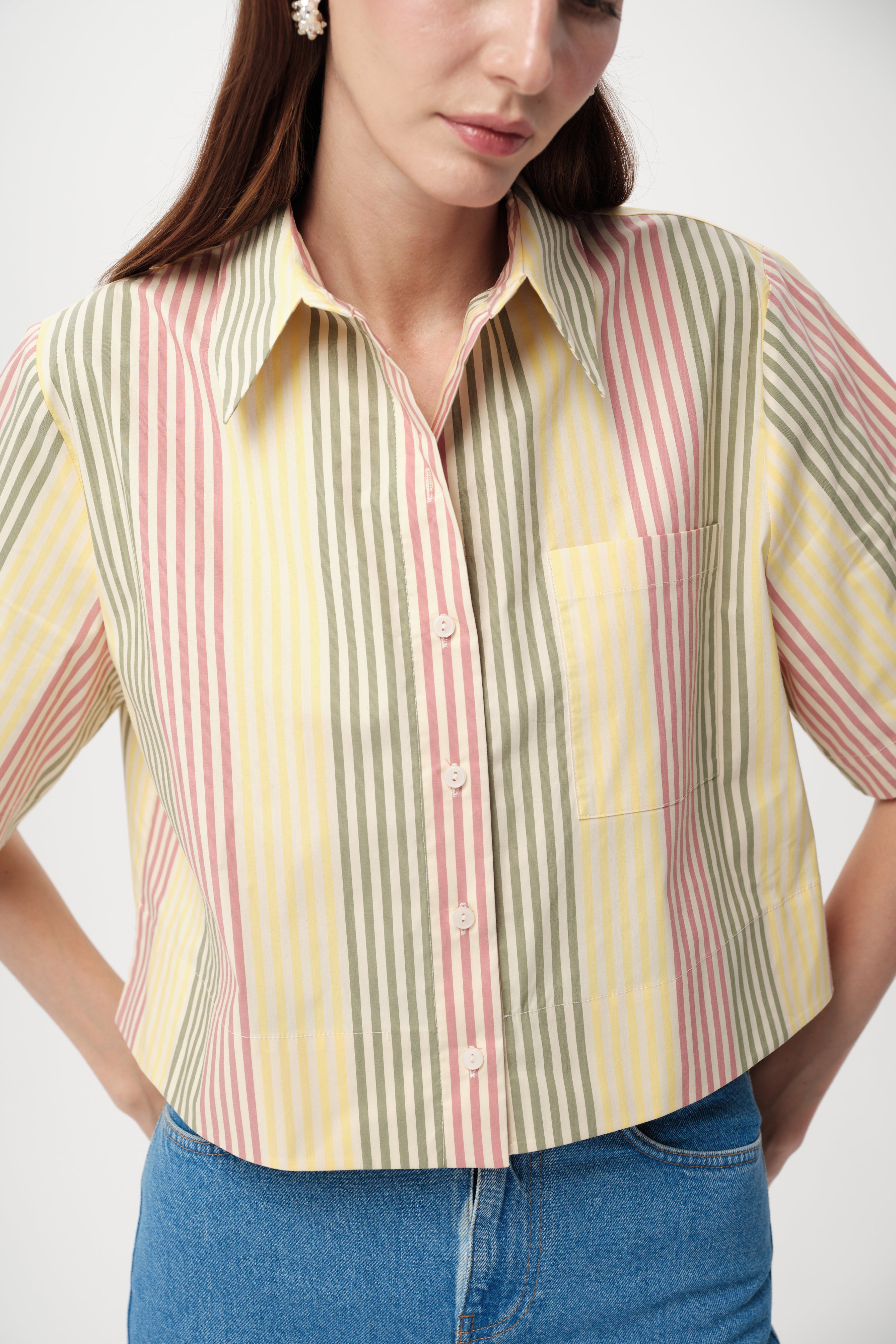 Ambra Stripe Shirt in multi color by Exquise – SavVy | Retail Therapy
