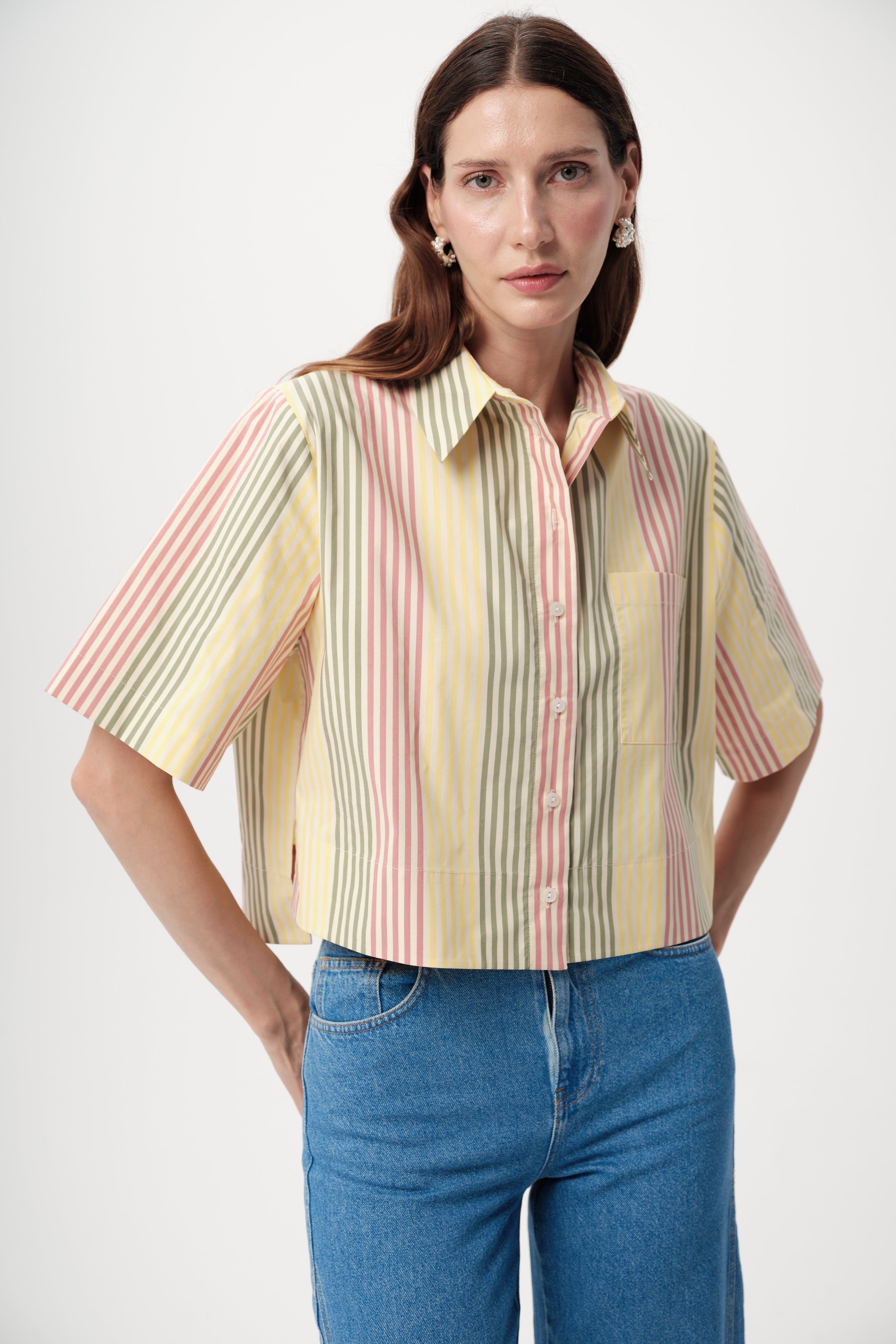 Ambra Stripe Shirt in multi color by Exquise – SavVy | Retail Therapy