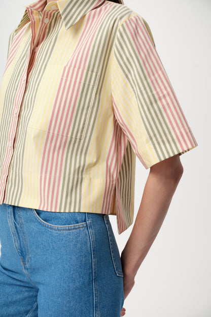 Ambra Stripe Shirt in multi color by Exquise