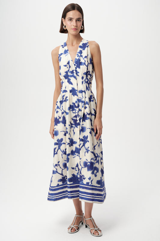 Zeta Dress in royal blue/bone by Exquise