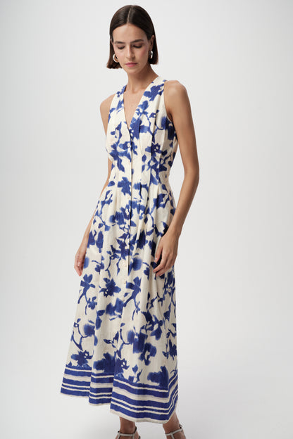 Zeta Dress in royal blue/bone by Exquise