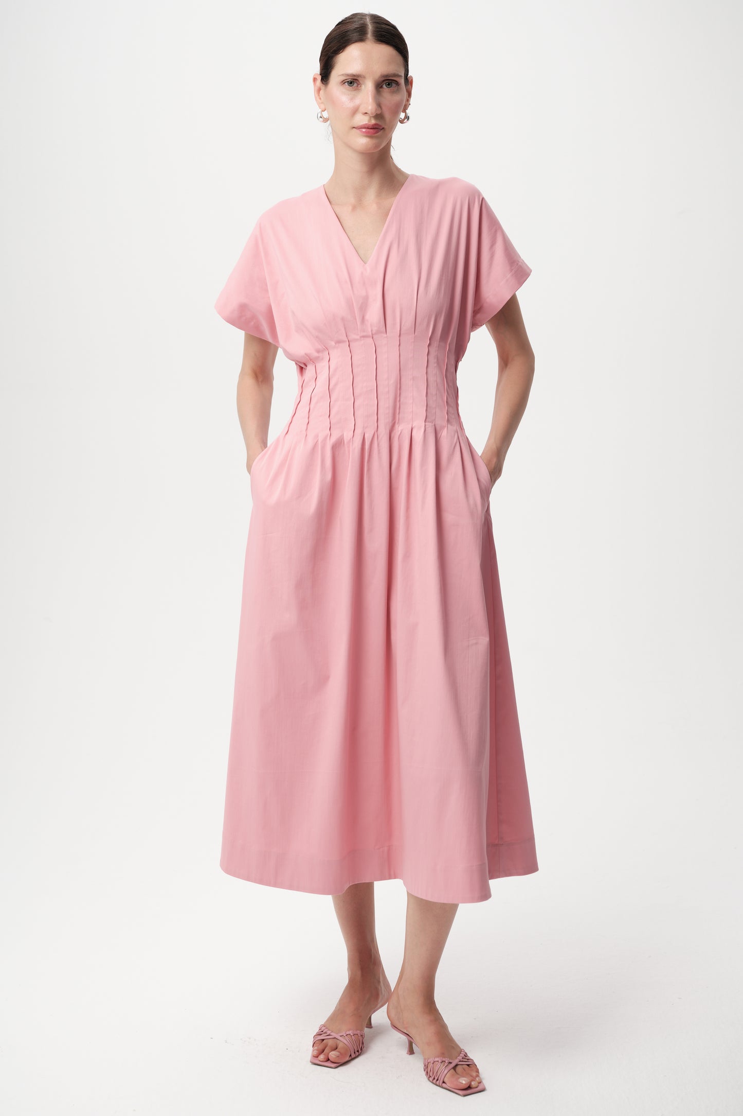 Amaud Solid Dress in pink by Exquise